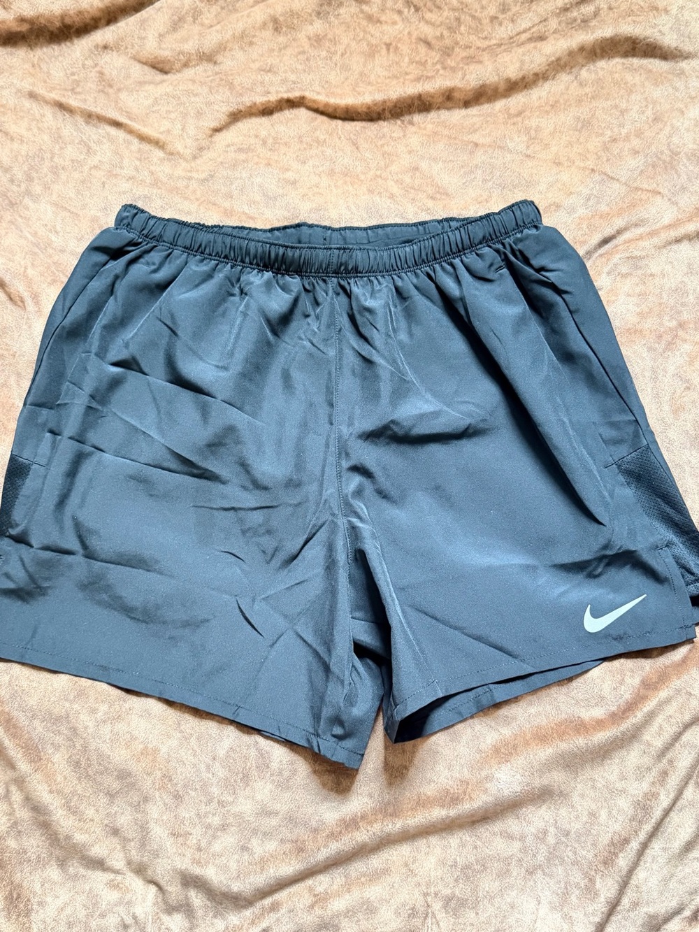 Nike Men's Dark Charcoal Athletic Shorts with White Swoosh